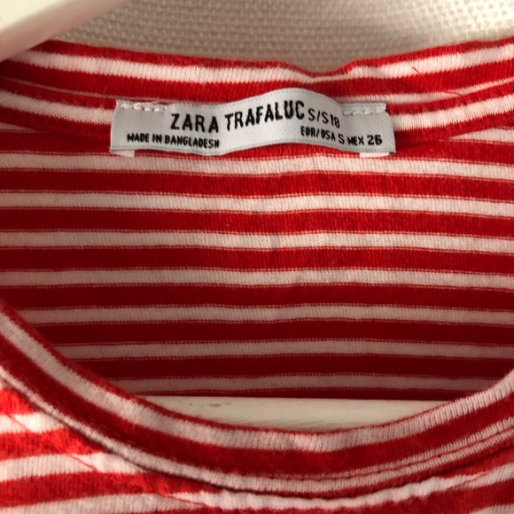 Zara Trafaluc s/s18 Red Striped Tee in Small - Picture 2 of 3